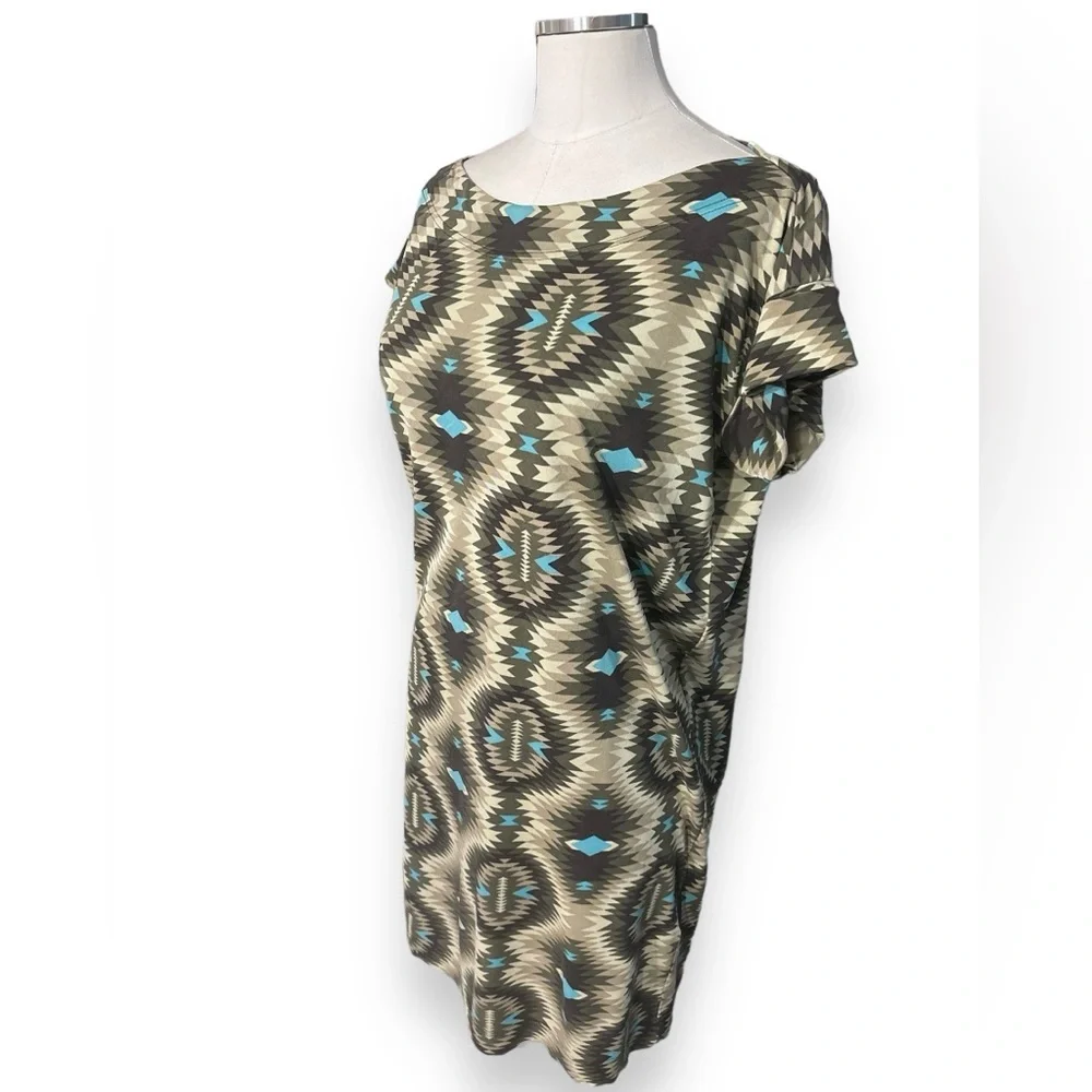 TORY BURCH Bateau Neck Geometric Print Sheath Dress